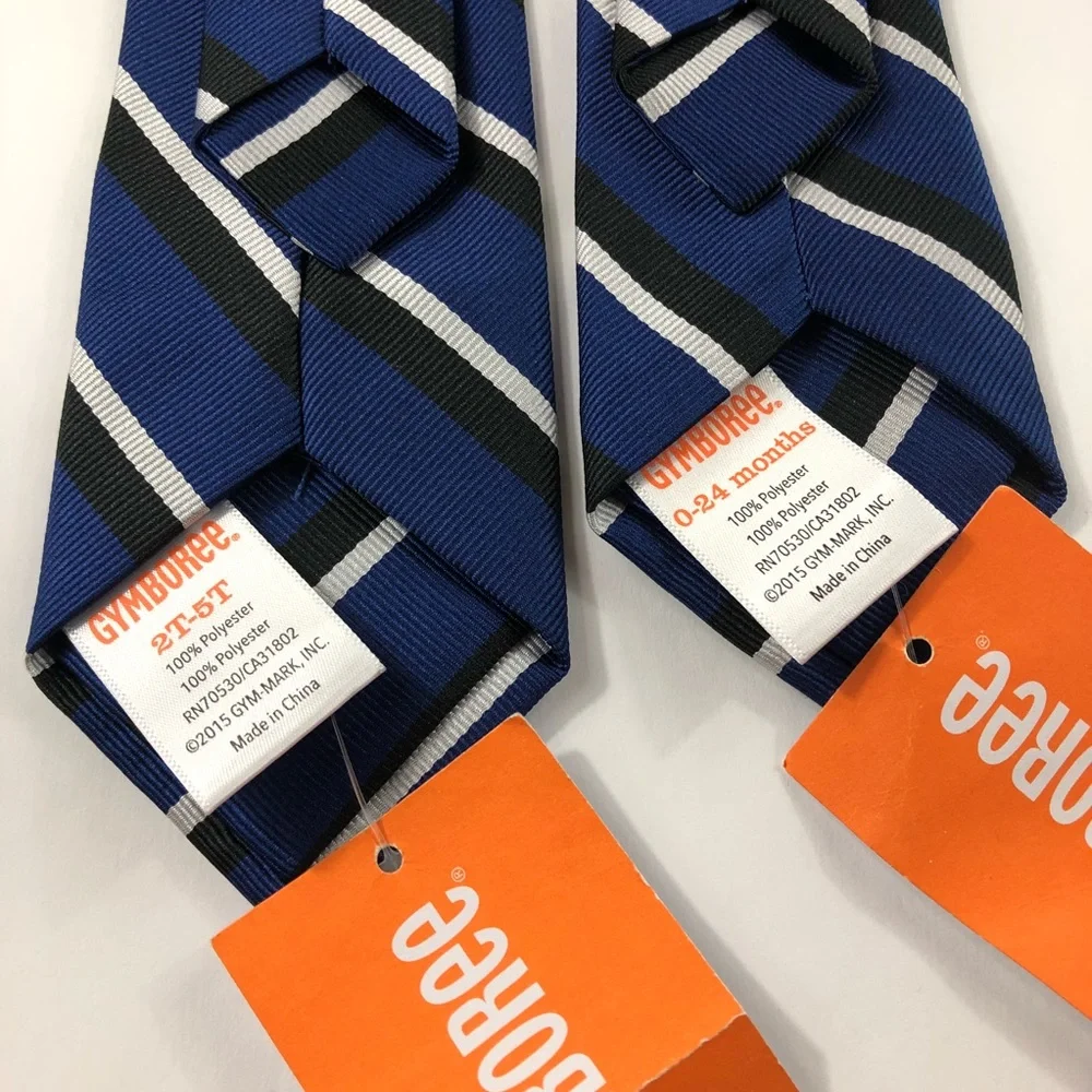 Toddler Boys Navy Blue Black White Striped Tie Gymboree 0 - 24 Months Hook & Eye